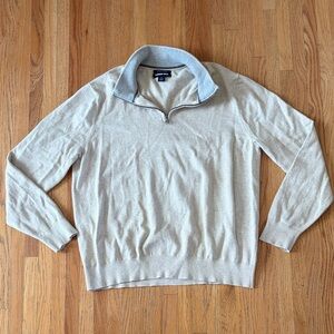 Lands' End Cotton Men's Light Cream Zip-Up Sweater *Read Desc.*
